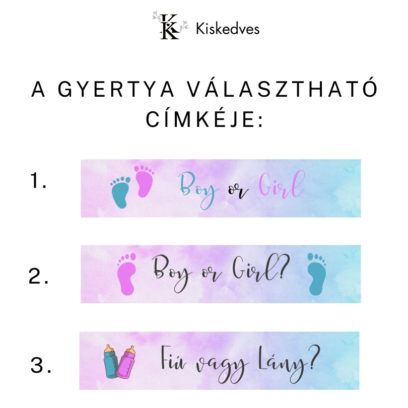 Szívecskés Gender party Kiskedves gyertya