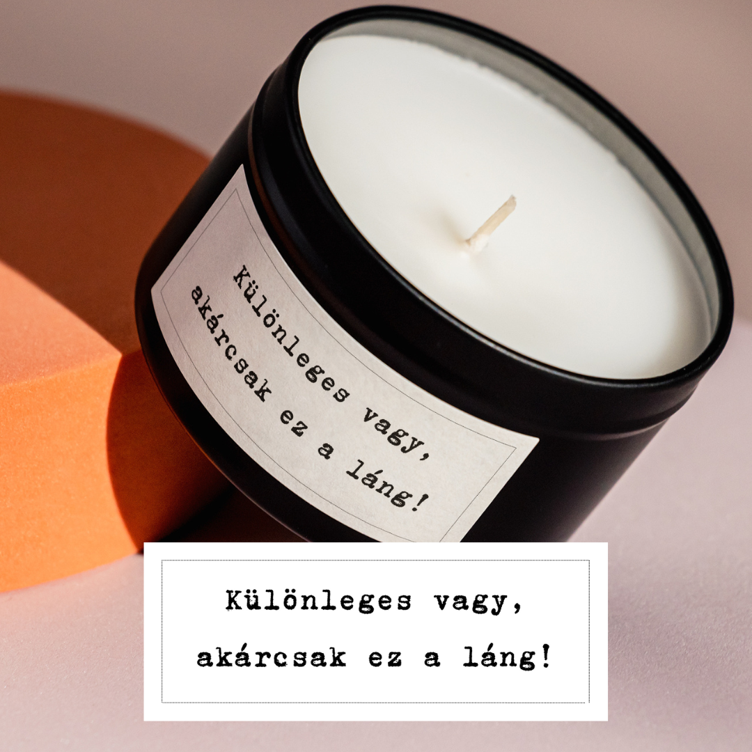 Ajándék üzenet - gyertya fekete fémtégelyben