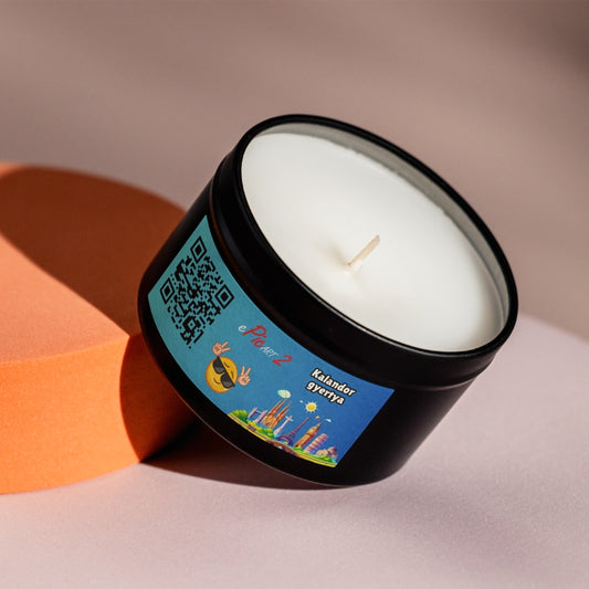 Kalandor "jåtékos" gyertya fekete fémtégelyben