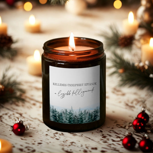 Kellemes ĂŒnnepeket - szemĂ©lyre szabhatĂł gyertya