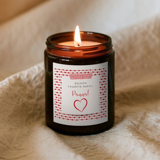 Valentin-napi személyre szabható gyertya barna tégelyben (nagy)