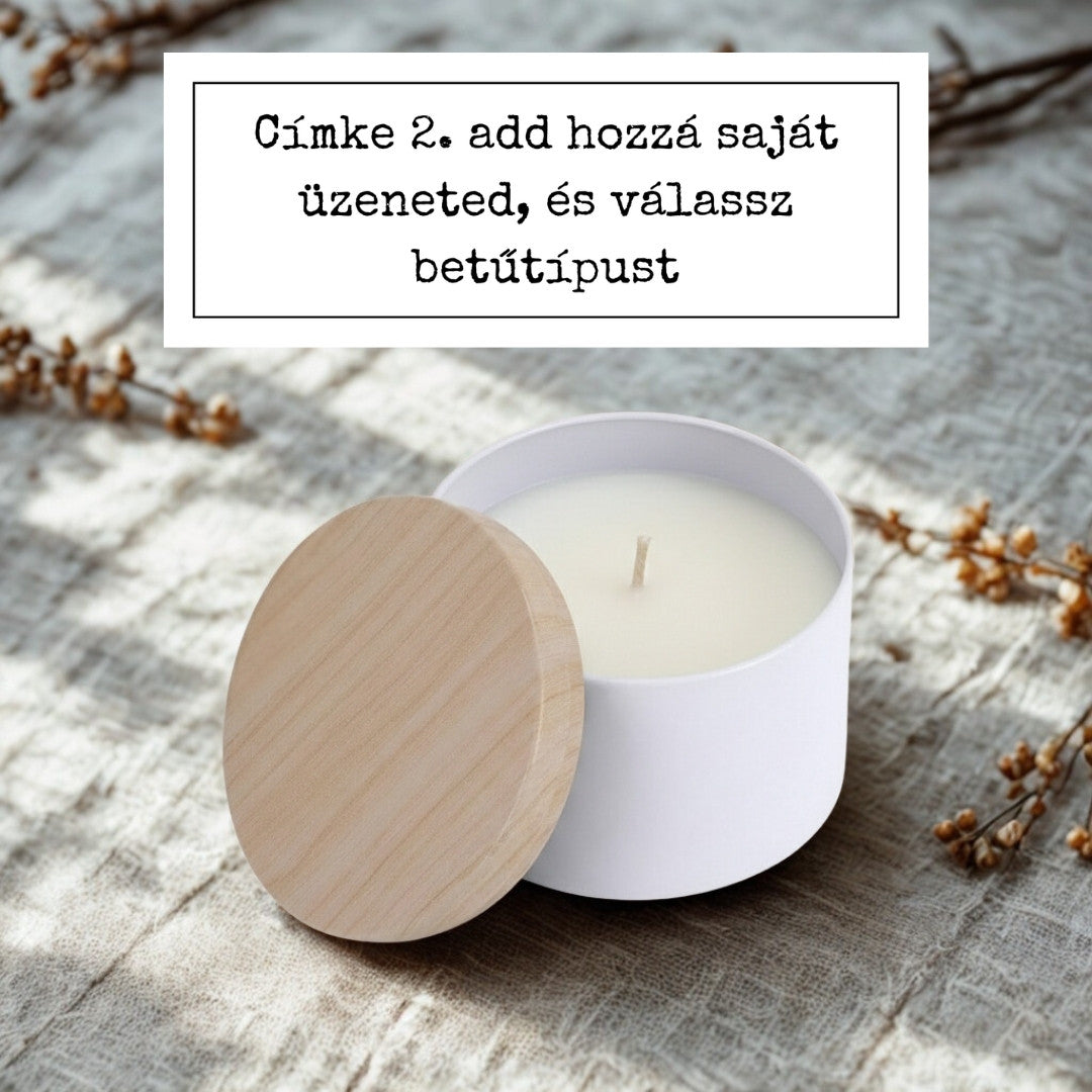 Személyre szabható gyertya fehér fémtégelyben