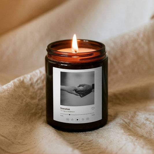 Szeretlek, te vagy a mindenem - gyertya barna tégelyben