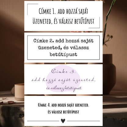 Szívecske személyre szabható fakanócos gyertya fekete fémtégelyben