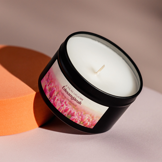 Nőnapi személyre szabható gyertya fekete fémtégelyben (03)